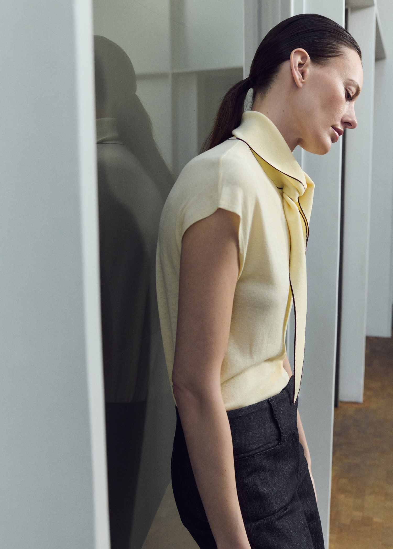 Knitted top with scarf detail