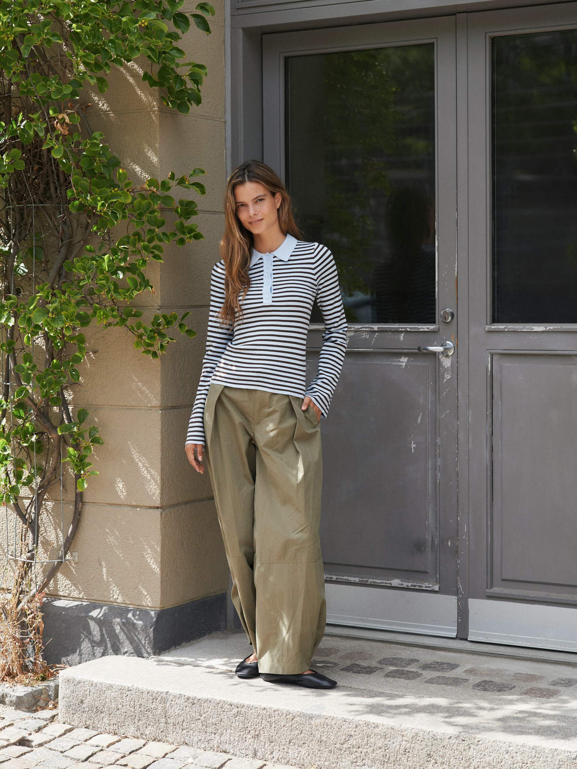 Fannya Ls Striped Knit Polo