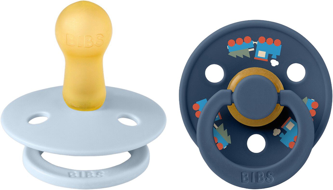 BIBS Pacifier Colour Holiday Train 2 PACK Latex Size 2 Baby