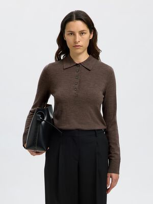 SLFTHEA LS KNIT 100% MERINO COLLAR NECK