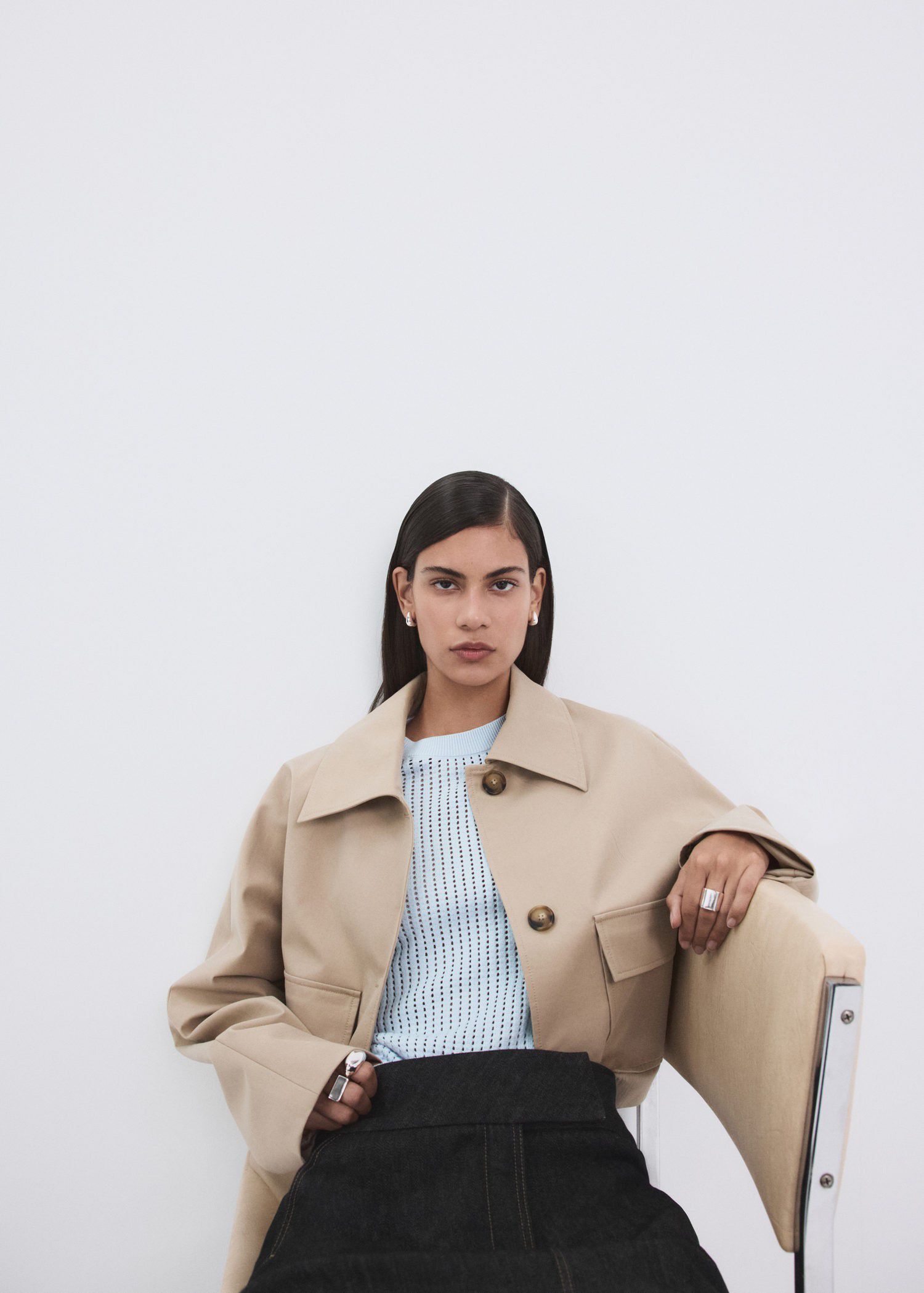 Short-sleeved openwork knitted swea