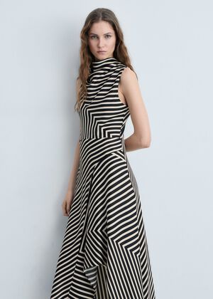 Cowl neck striped dress