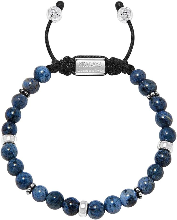 Men's Beaded Bracelet With Blue Dumortierite And Silver
