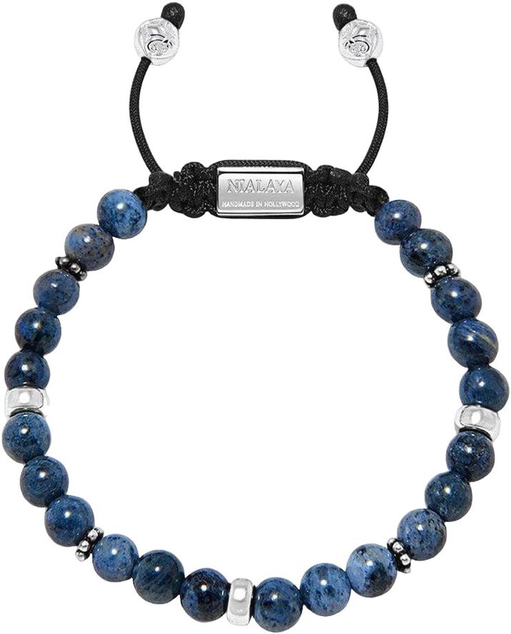 Men's Beaded Bracelet With Blue Dumortierite And Silver