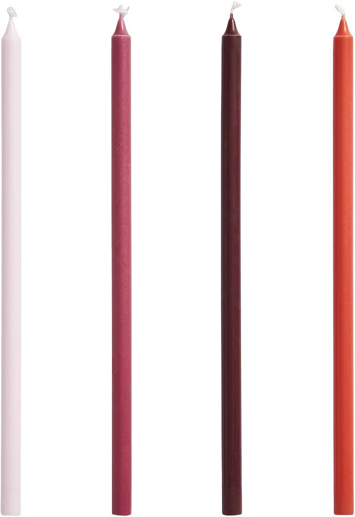 Slim Candle-Set of 4-Pink and red