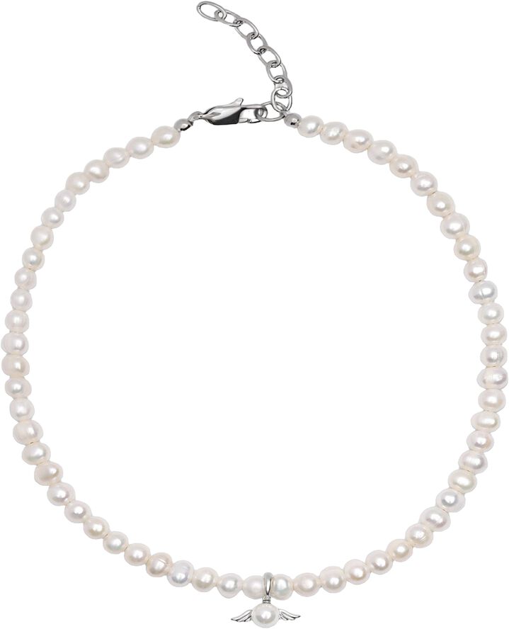 Women's Pearl Choker with Angel Wing Pendant