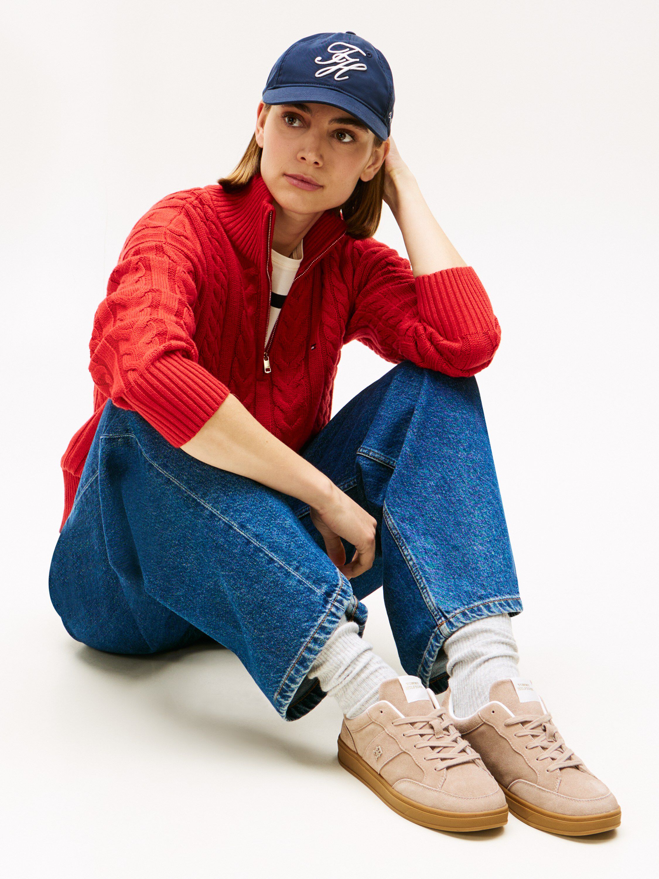 TH Monogram Suede Court Trainers