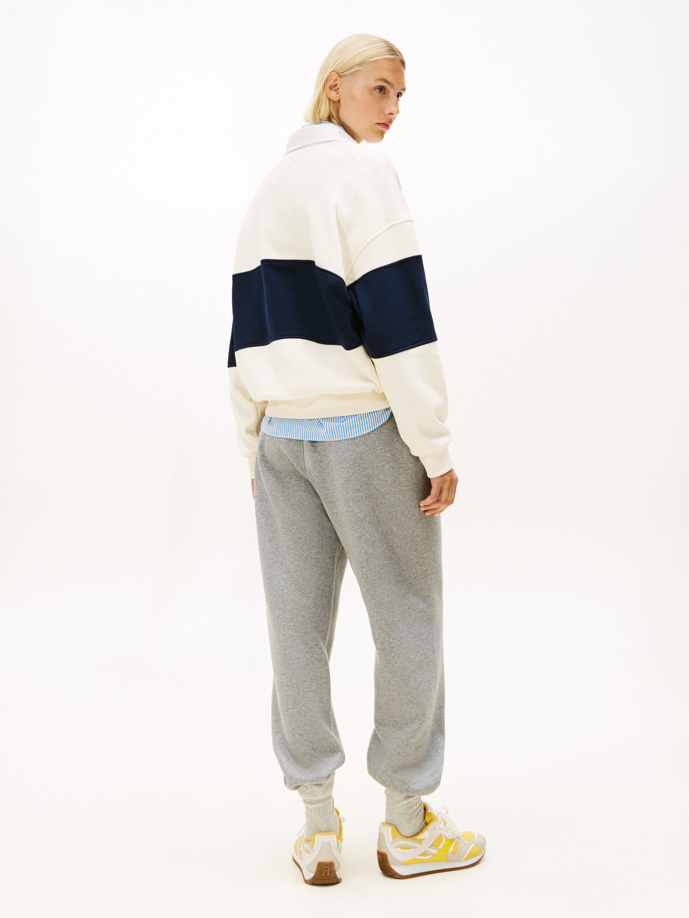 Gold-Tone Button Relaxed Rugby Sweatshirt