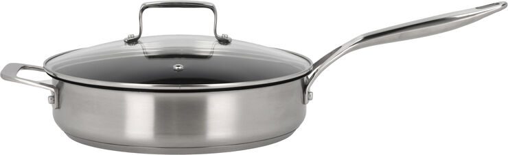 Sauterpande med glaslåg 79NORD Hybrid 24 cm Stål