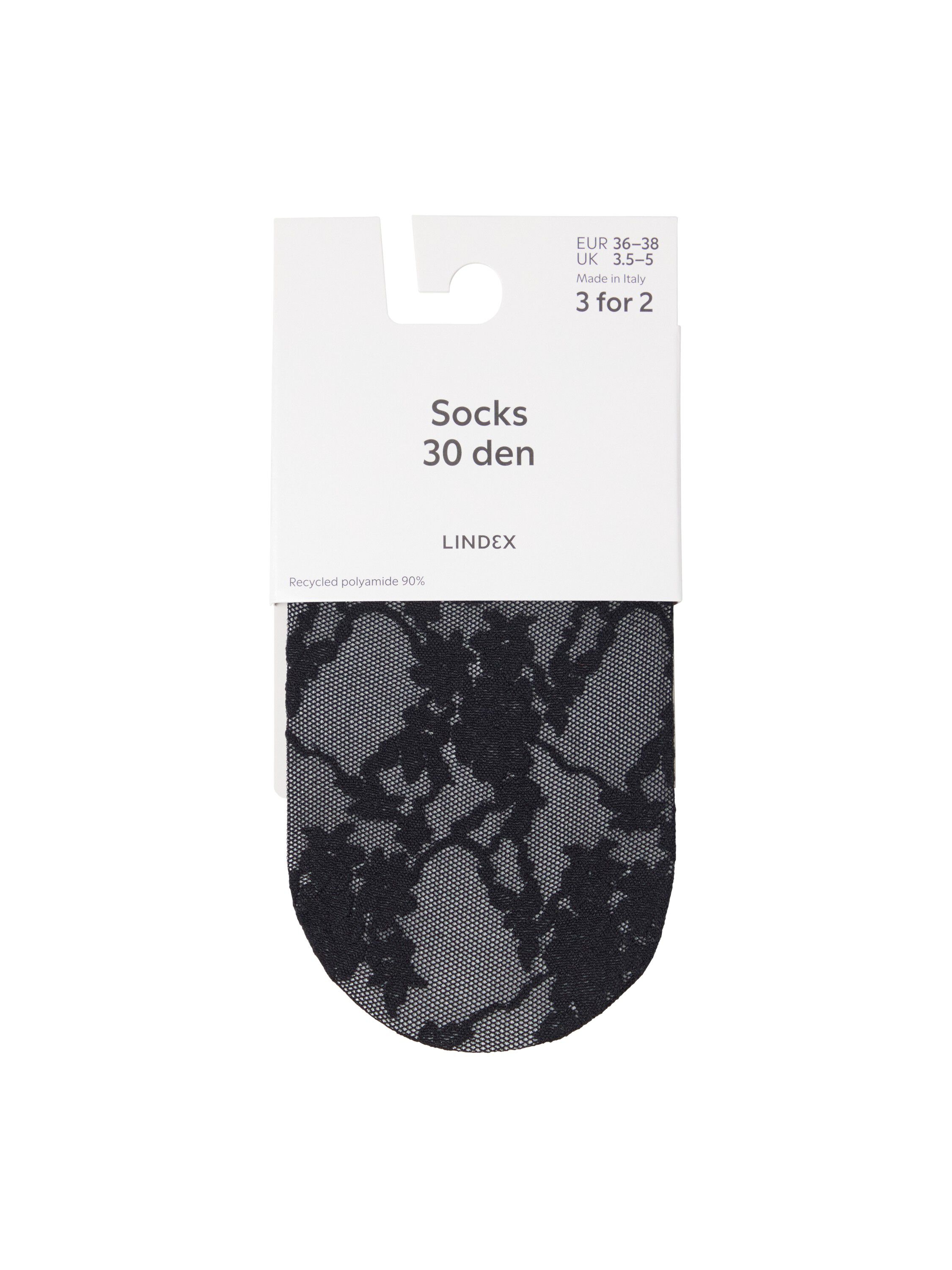 Sock 30 den lace floral daisy
