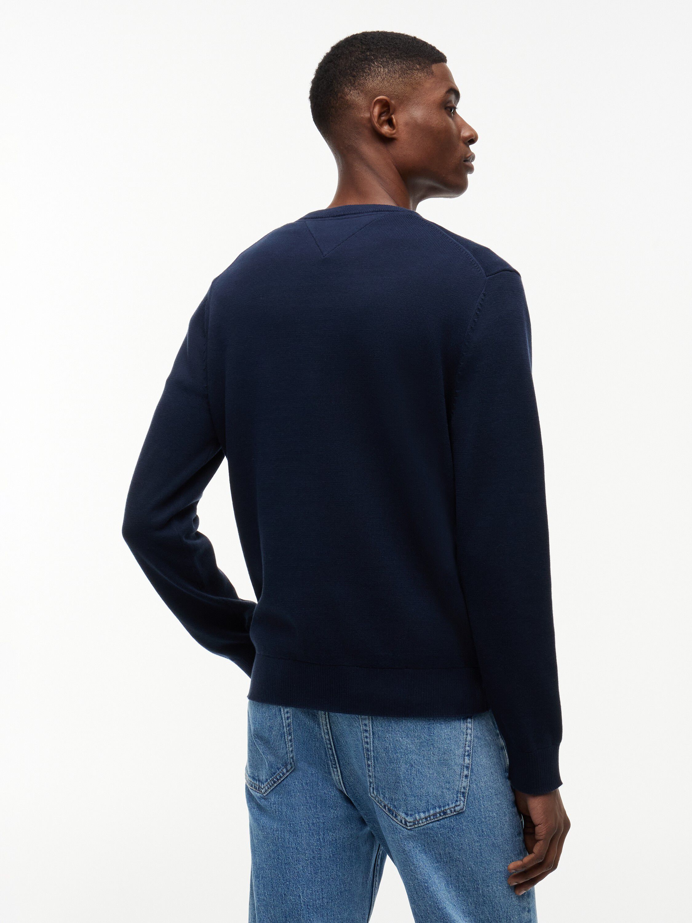 Tommy Flag Embroidery Lightweight Slim Jumper