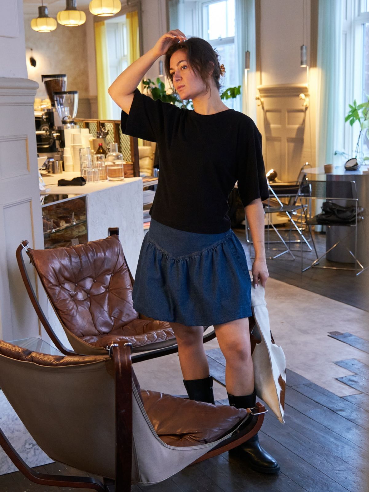 Solar Denim Balloon Skirt