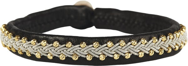 Inga Facet Gold Beads Black 17 cm