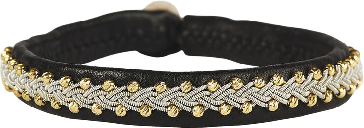 Inga Facet Gold Beads Black 17 cm