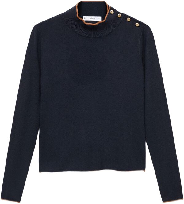 Perkins-neck sweater with button
