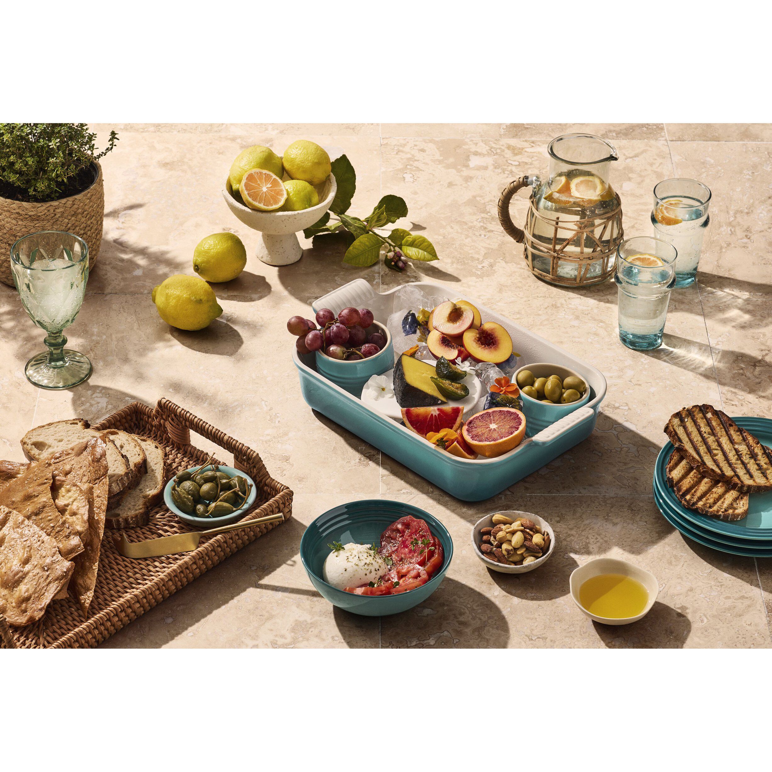 Le Creuset Signature stent&oslash;j Heritage rektangul&aelig;rt fad 32cm Bleu Rivie