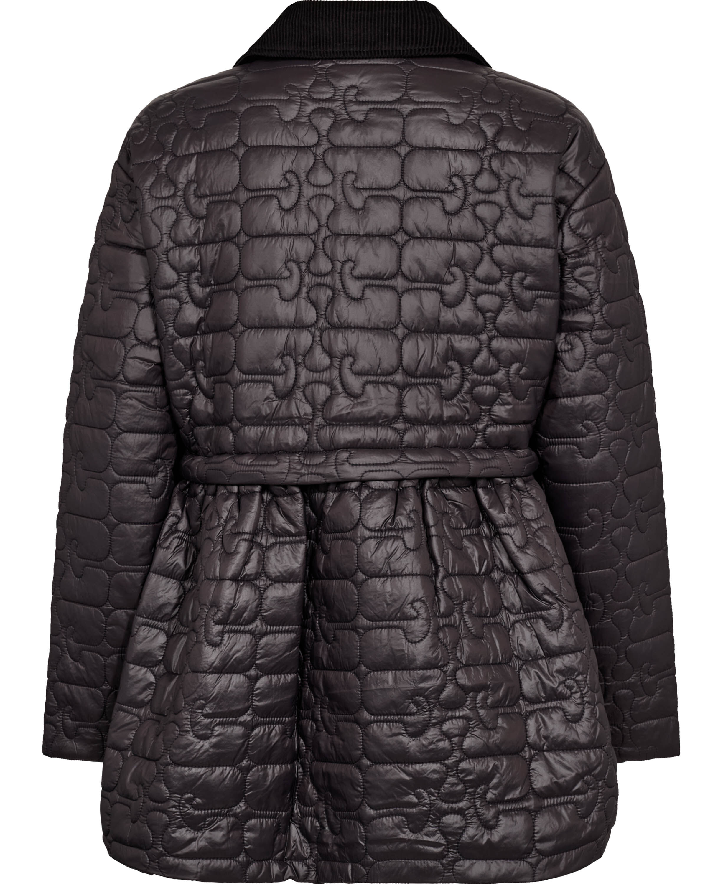 Shiny Quilt Midi Jacket w. Flare