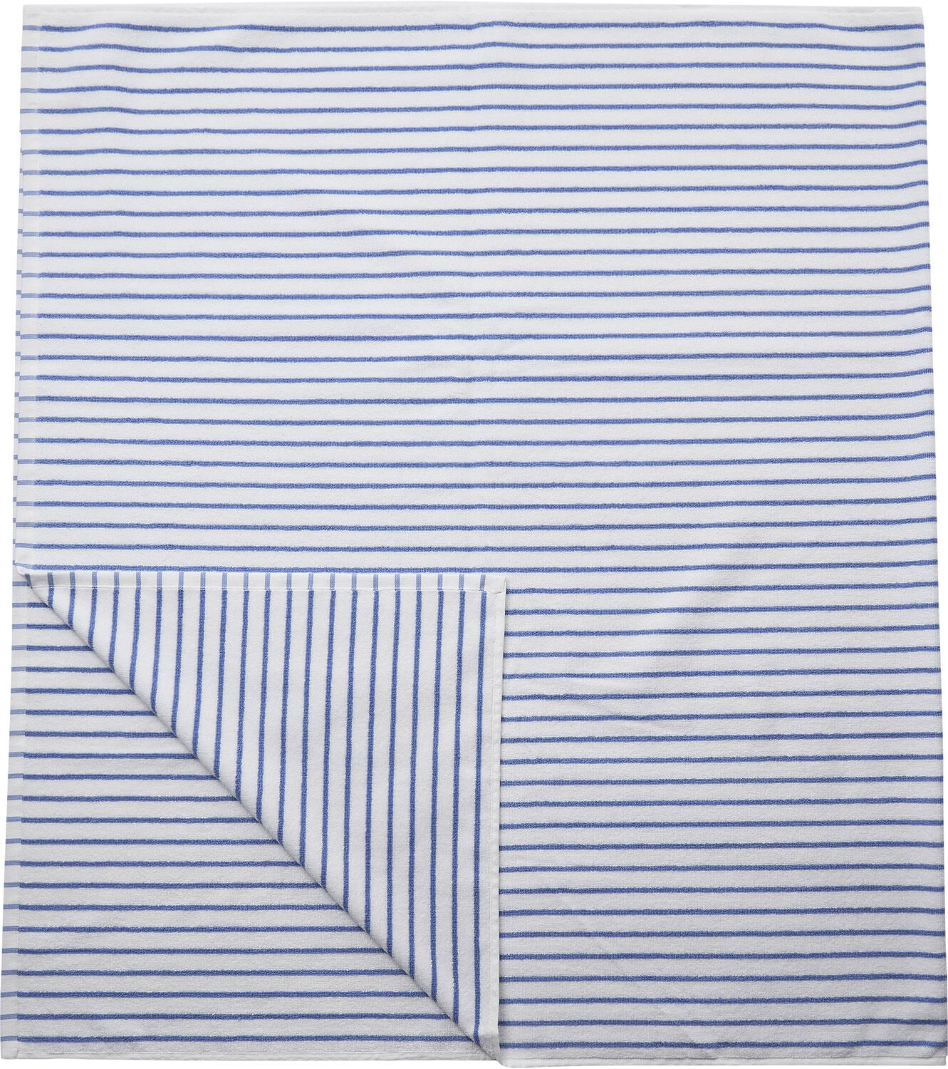 Beach towel 100x180cm smal strib lysebl&aring; GOTS