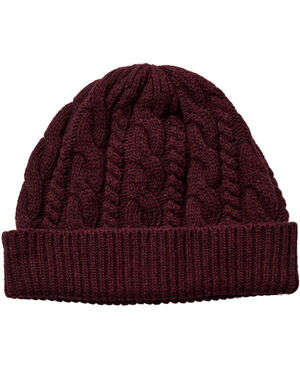 1598 Cable Knit Beanie Burgundy