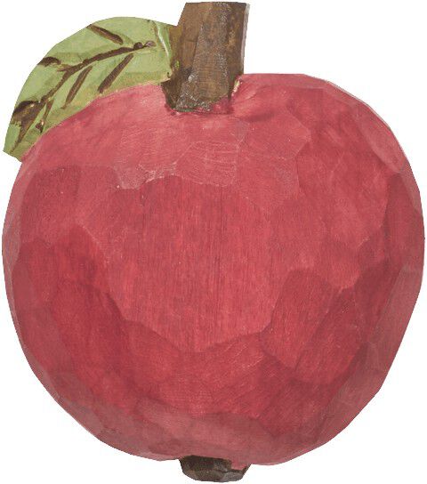Apple Hand-carved Hook - Poppy Red