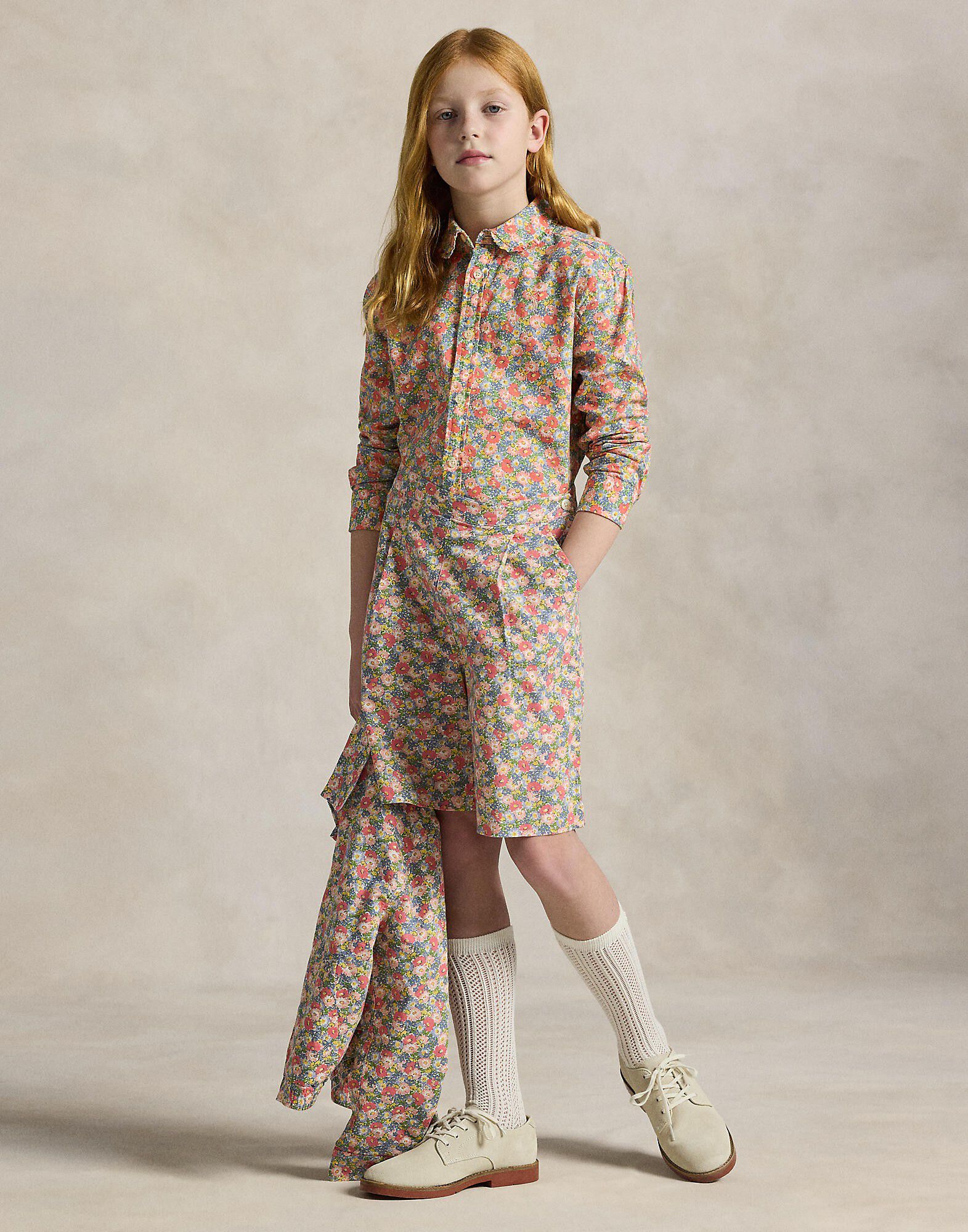 Cotton Linen Floral Bermuda Short