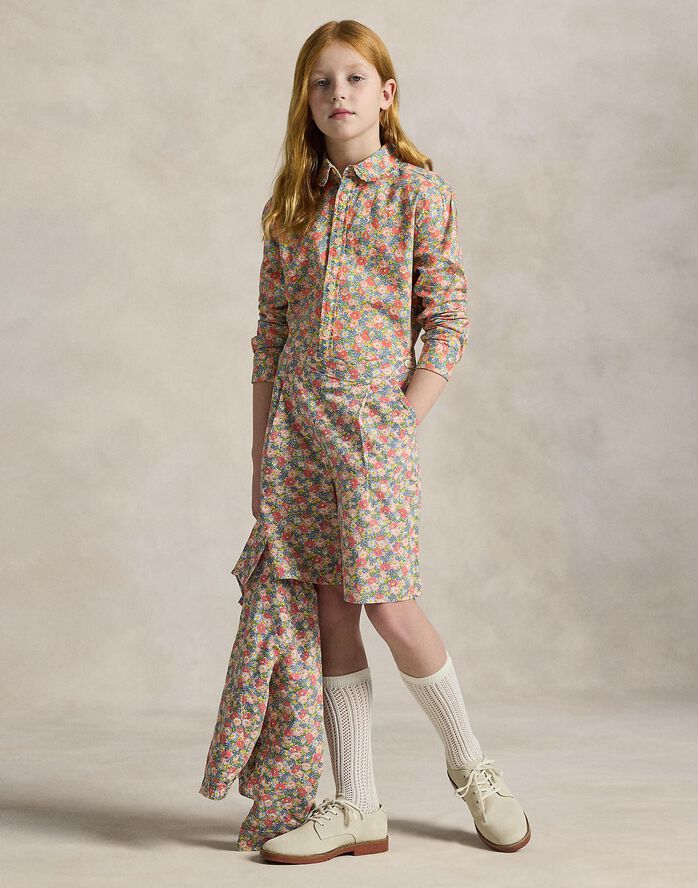 Cotton Linen Floral Bermuda Short