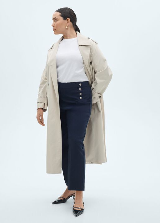 Straight trousers with jewel button