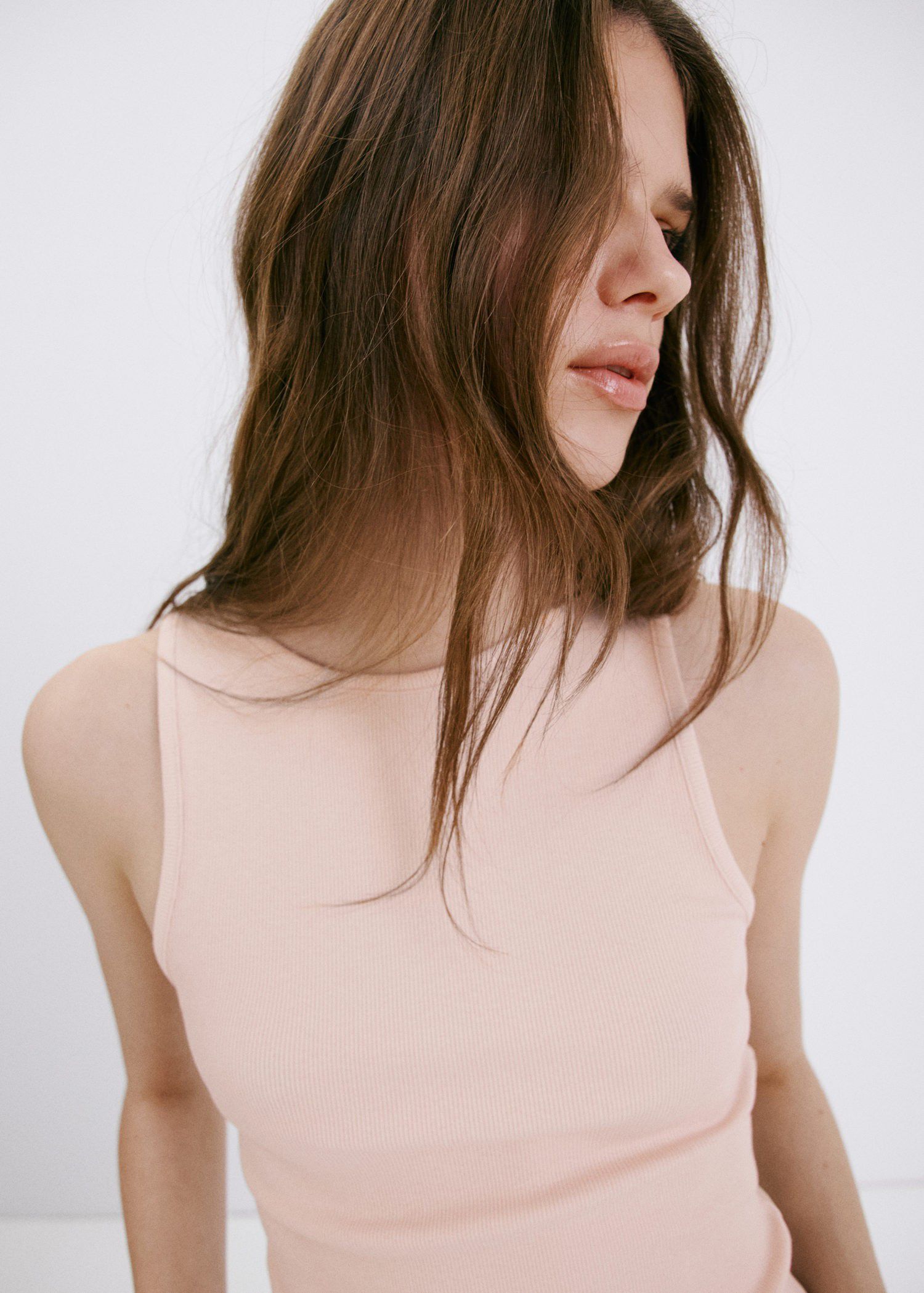Ribbed cotton-blend top