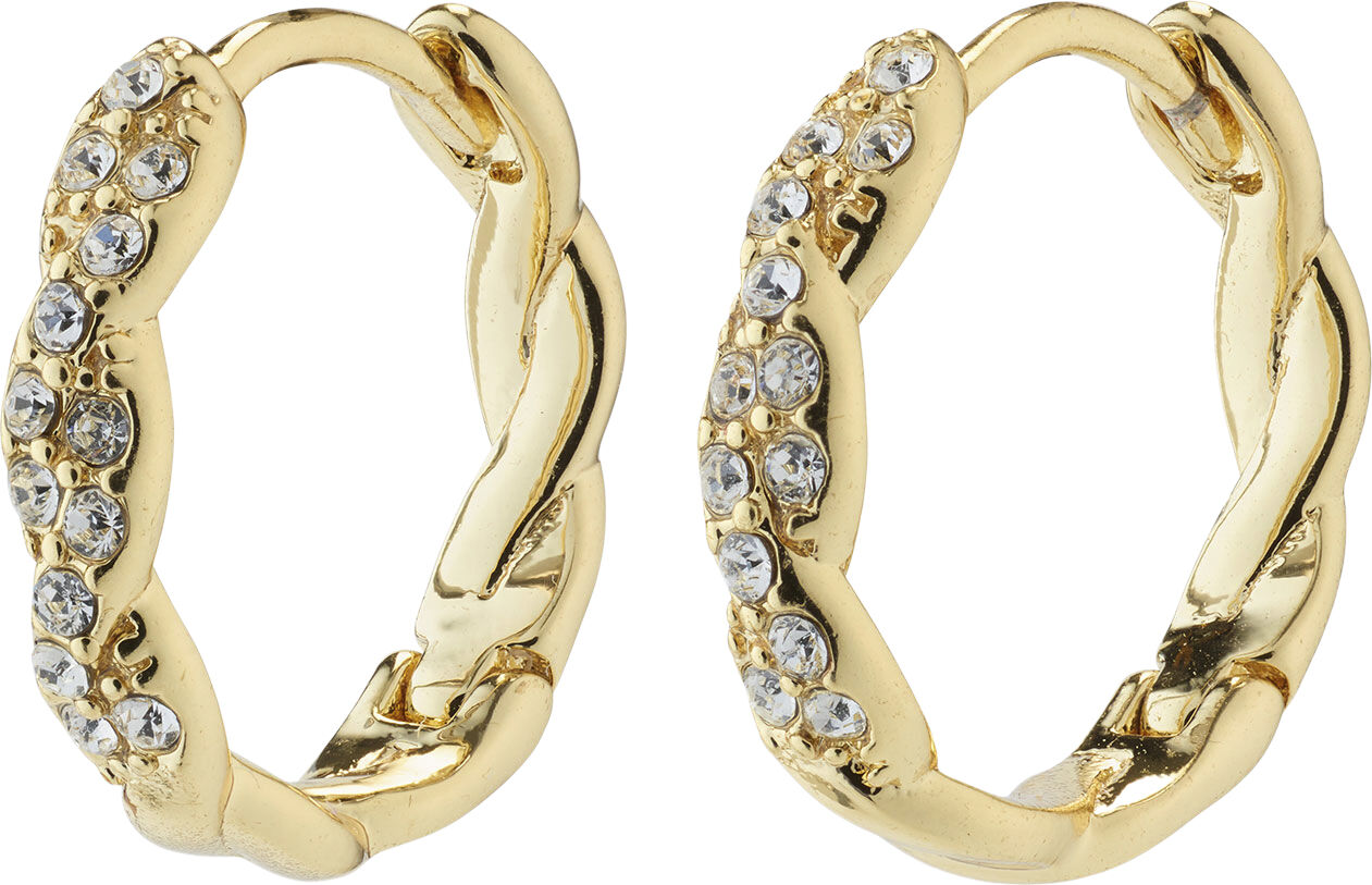 EZO twirled crystal hoops gold-plated