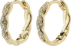 EZO twirled crystal hoops gold-plated