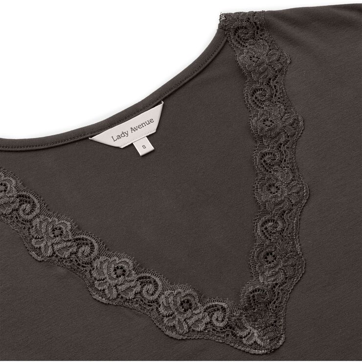 Bamboo short sleeve nightdress with lace