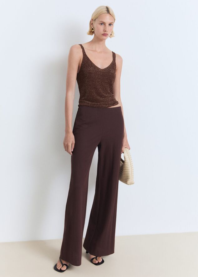 Lurex knitted V-neck top