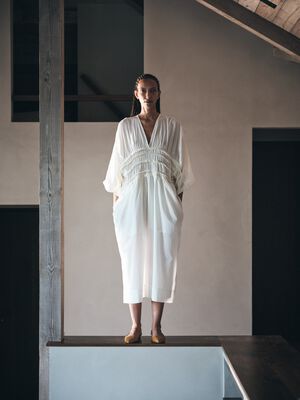 Voile frill gathered dress - Ina