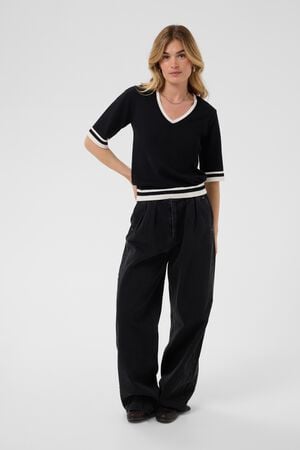 MilaSZ V-Neck SS Contast Pullover