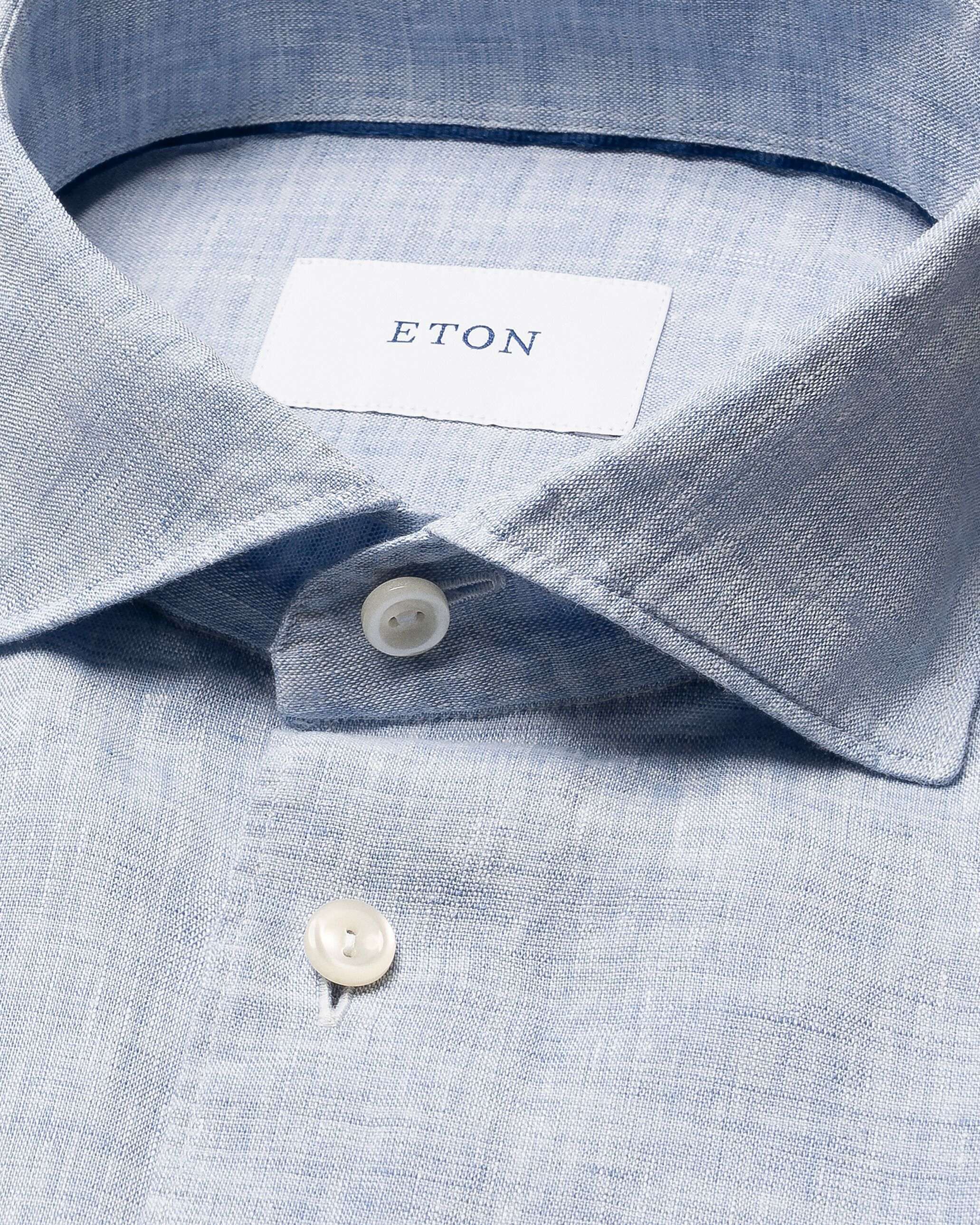 Regular Fit Light blue Solid Short Sleeve Linen Shirt