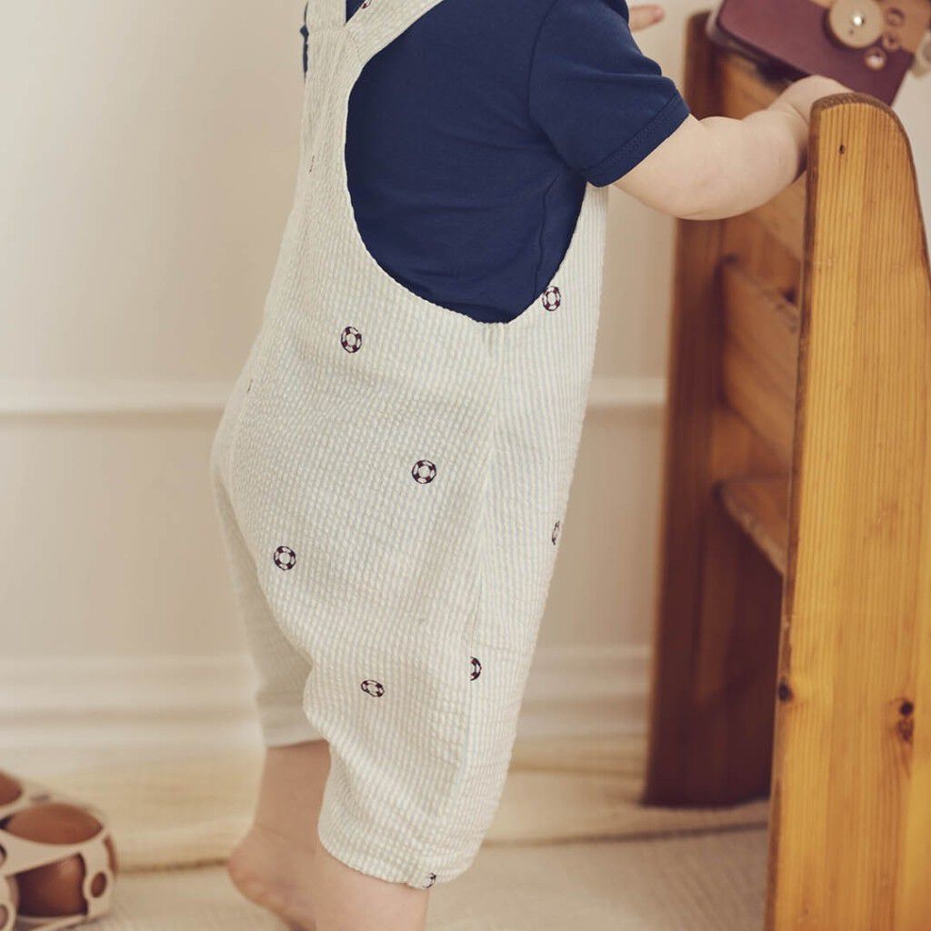 Seersucker stripe overalls baby