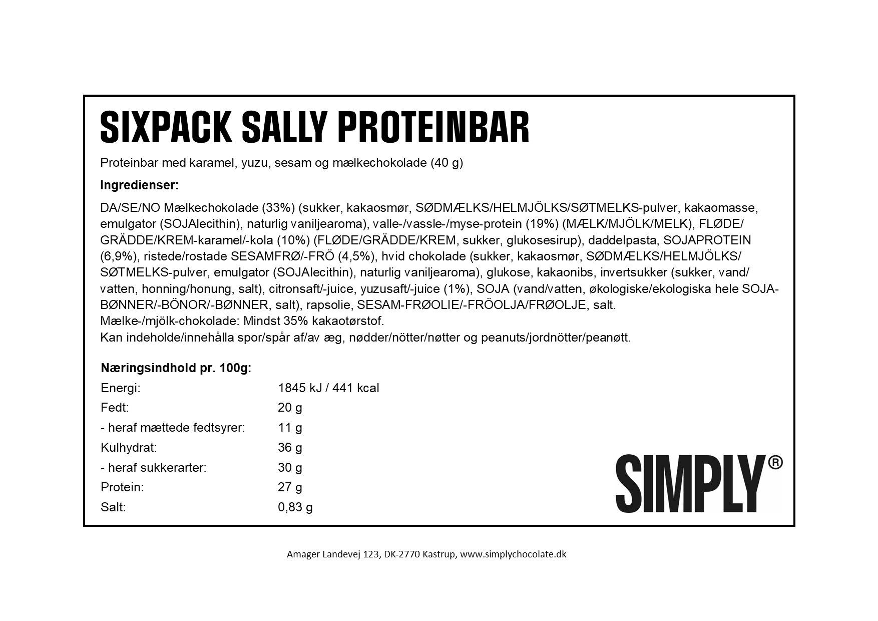 Simply&reg; SIXPACK SALLY Proteinbar (40g)