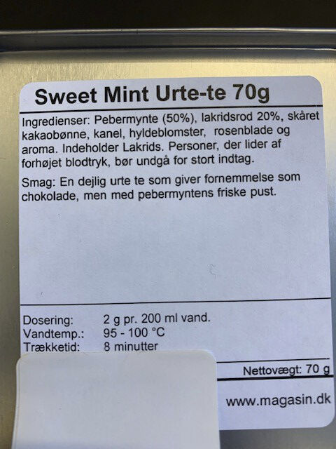 Magasin Sweet Mint urte-te 70g