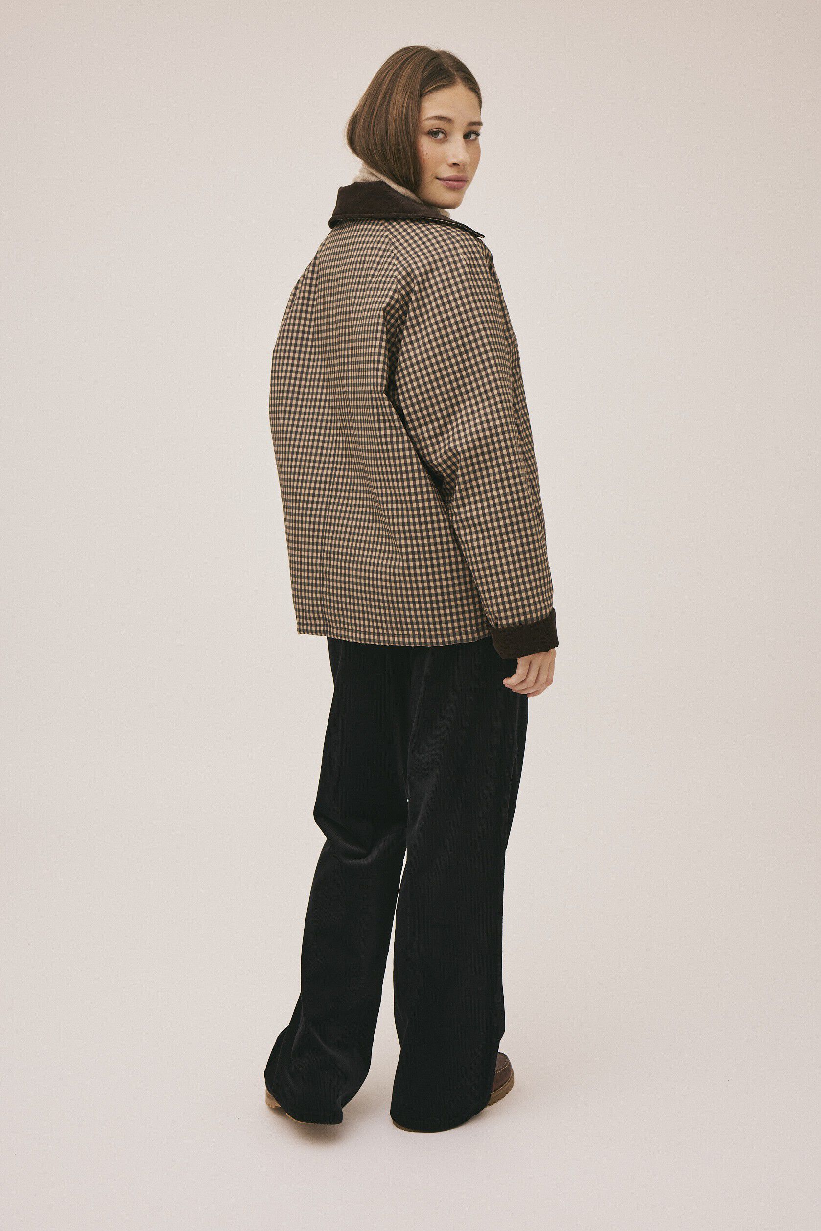 Emmy 4 Check kort jakke med fl&oslash;jl kanter - GRS