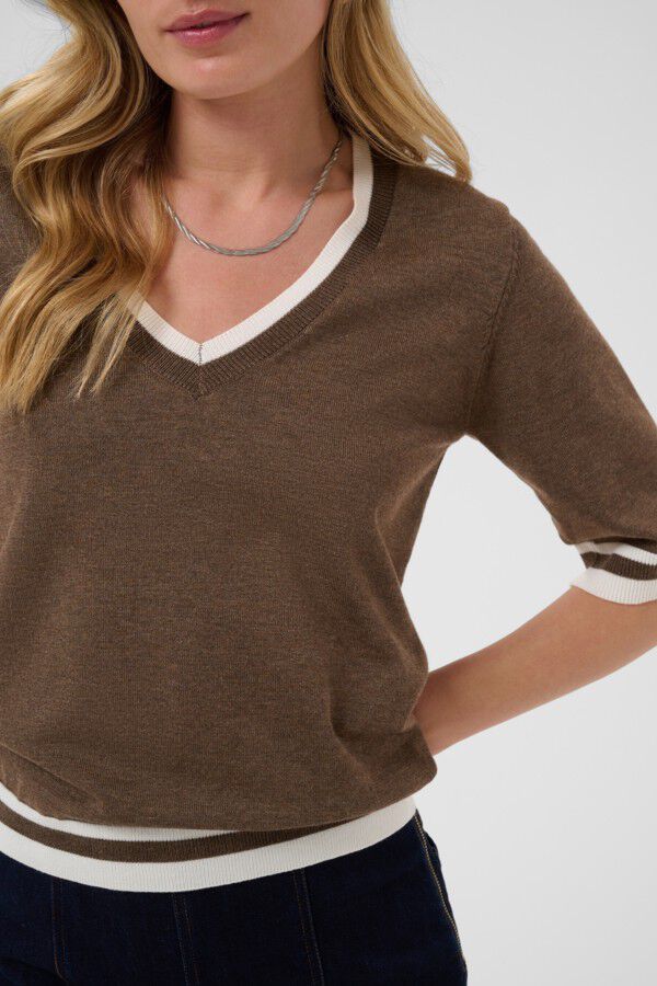 MilaSZ V-Neck SS Contast Pullover