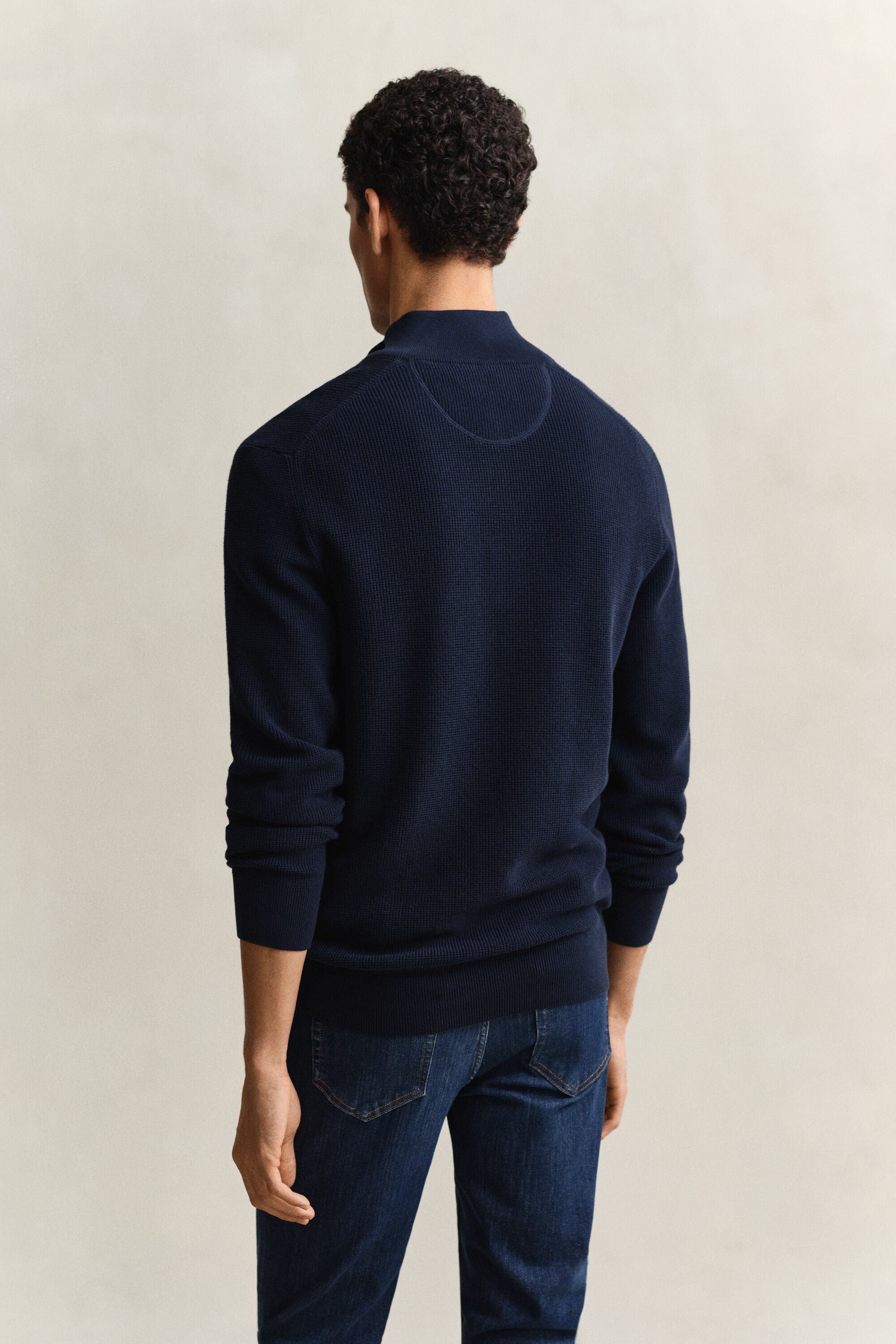 MICRO TEXTURED COTTON HALF ZIP