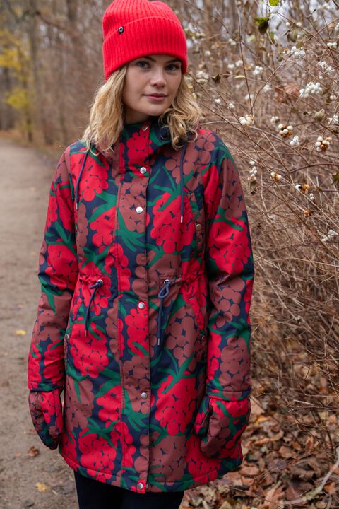 Danenora AOP Winter Parka Dk Red MAXIBERRY