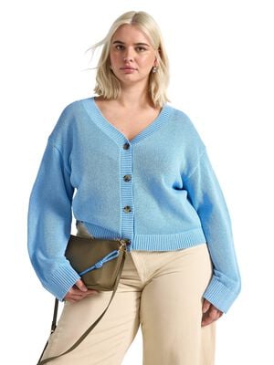 Bl&oslash;d, v-halset, strikket cardigan m