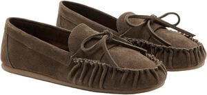 Suede moccasin with ruched toe