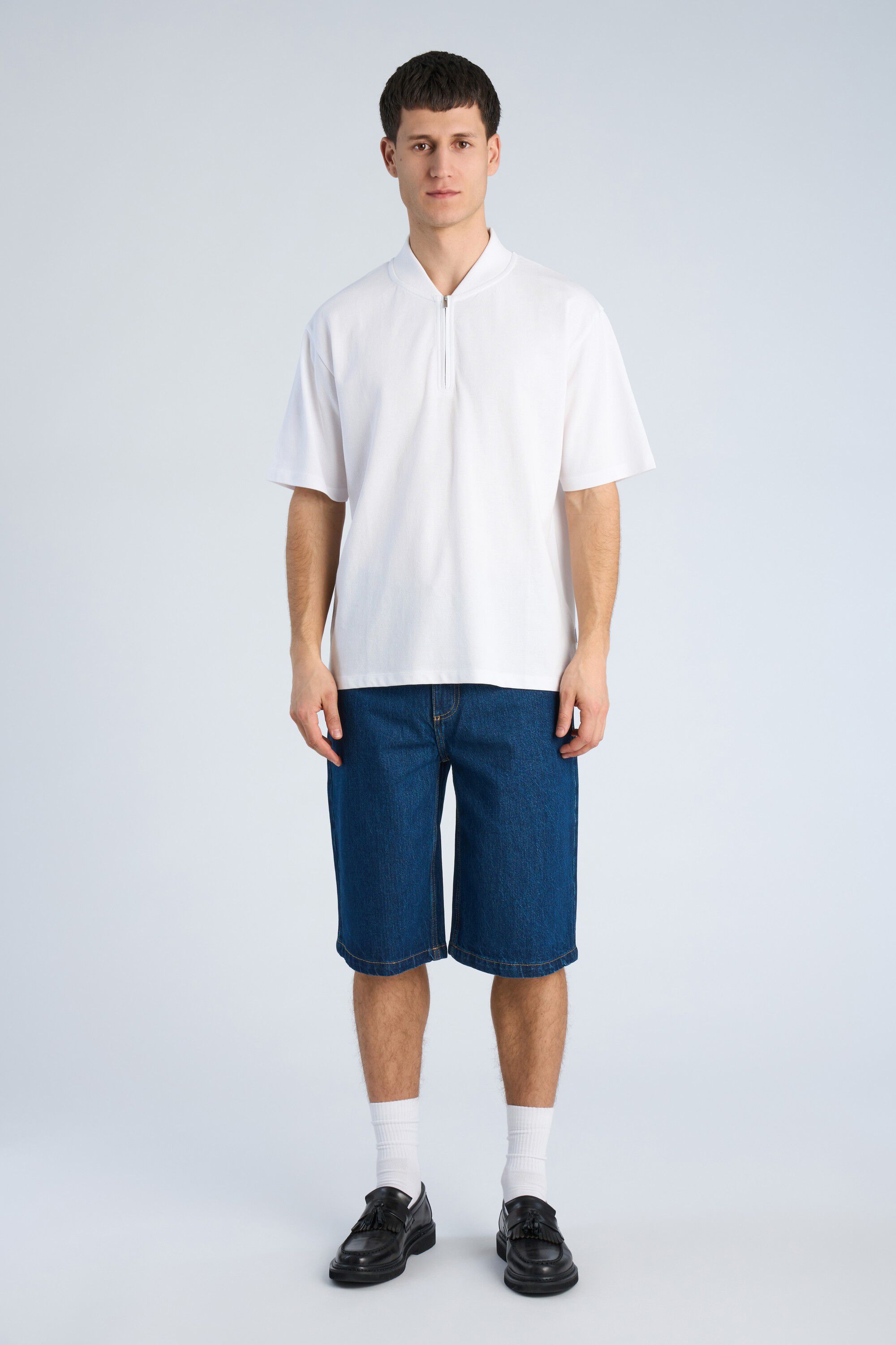 Pique S/S shirt bomber collar