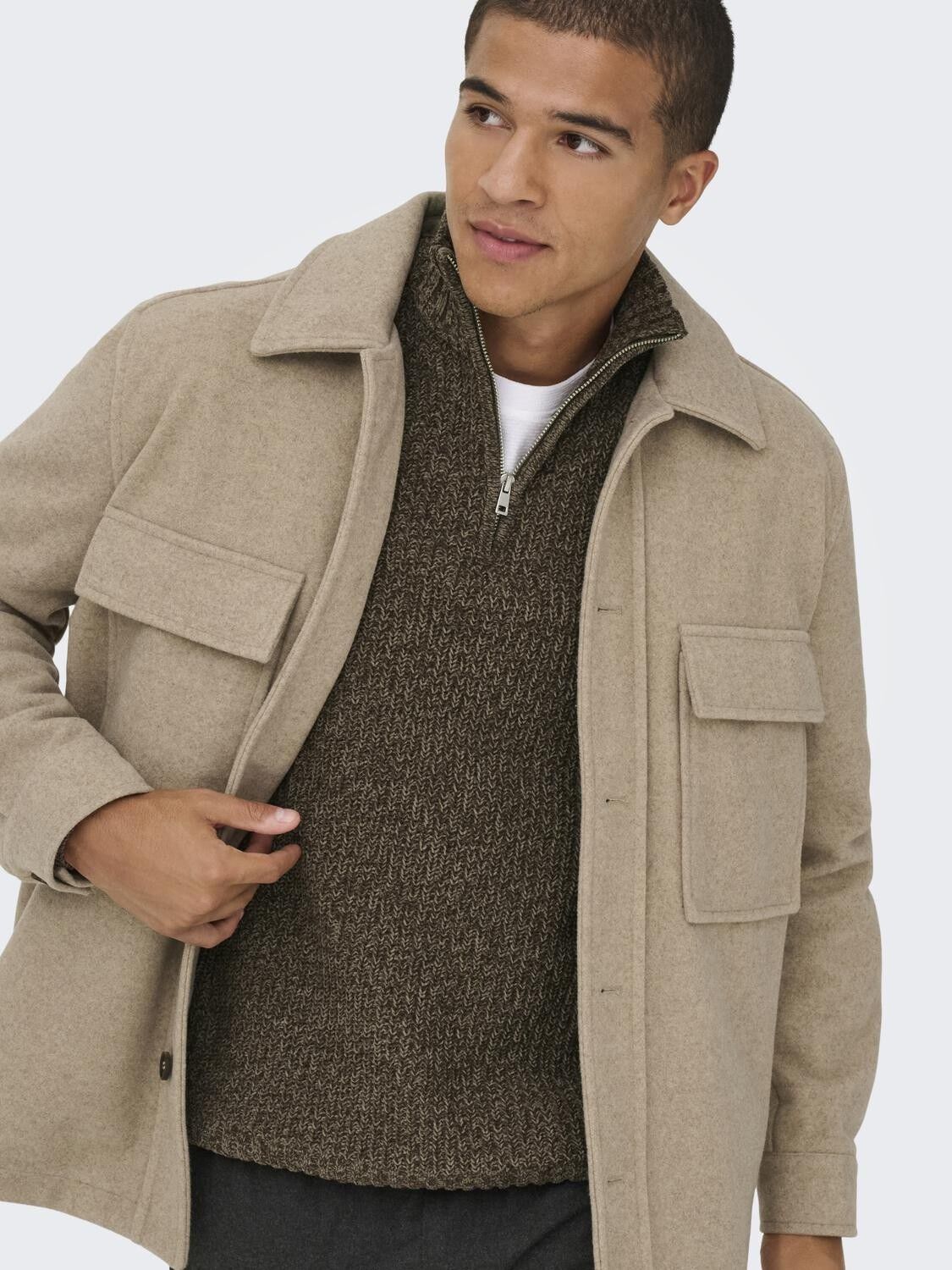 ONSJOIN REG LS HIGH NECK KNIT CAMP