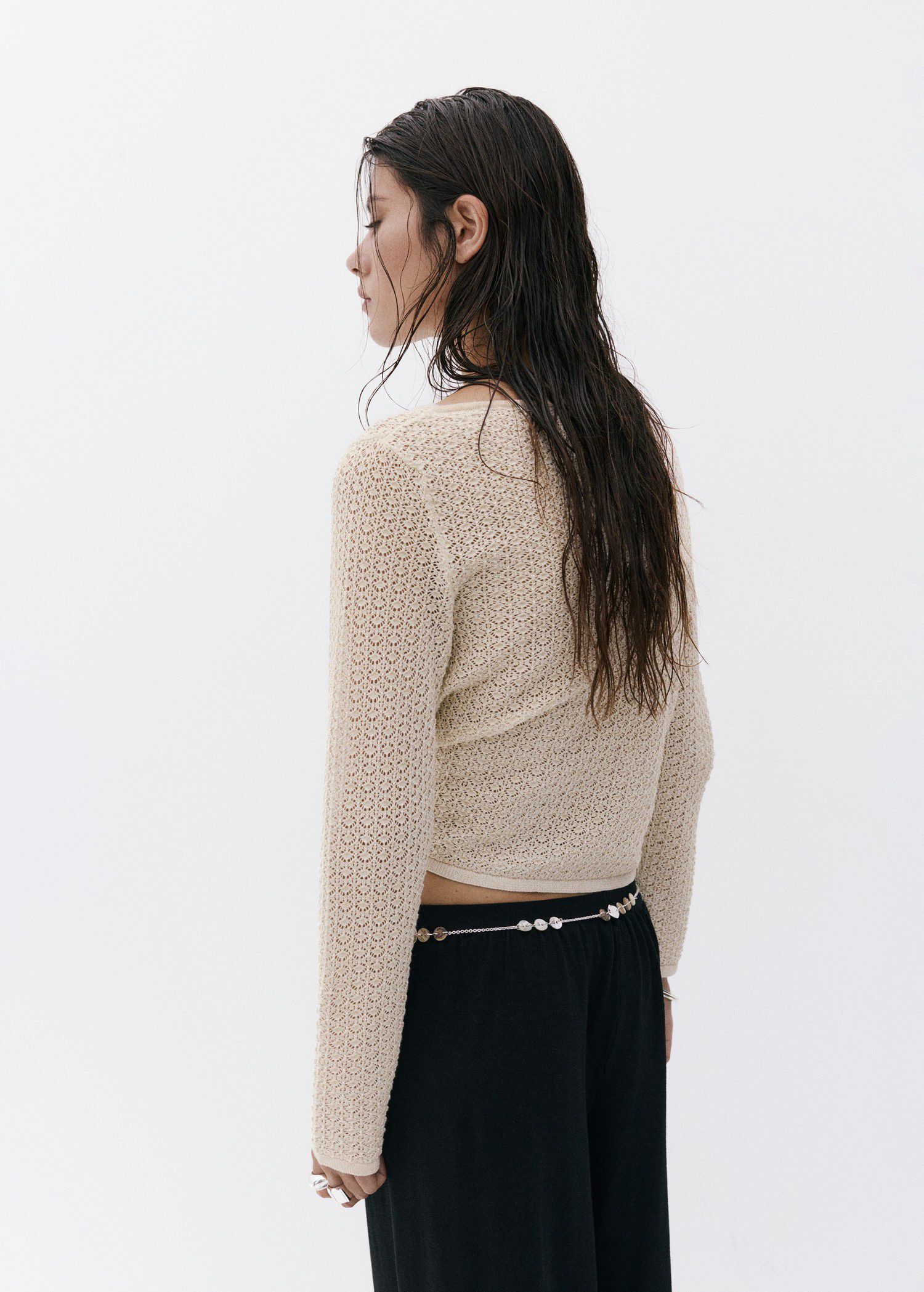 Openwork lurex knit sweater