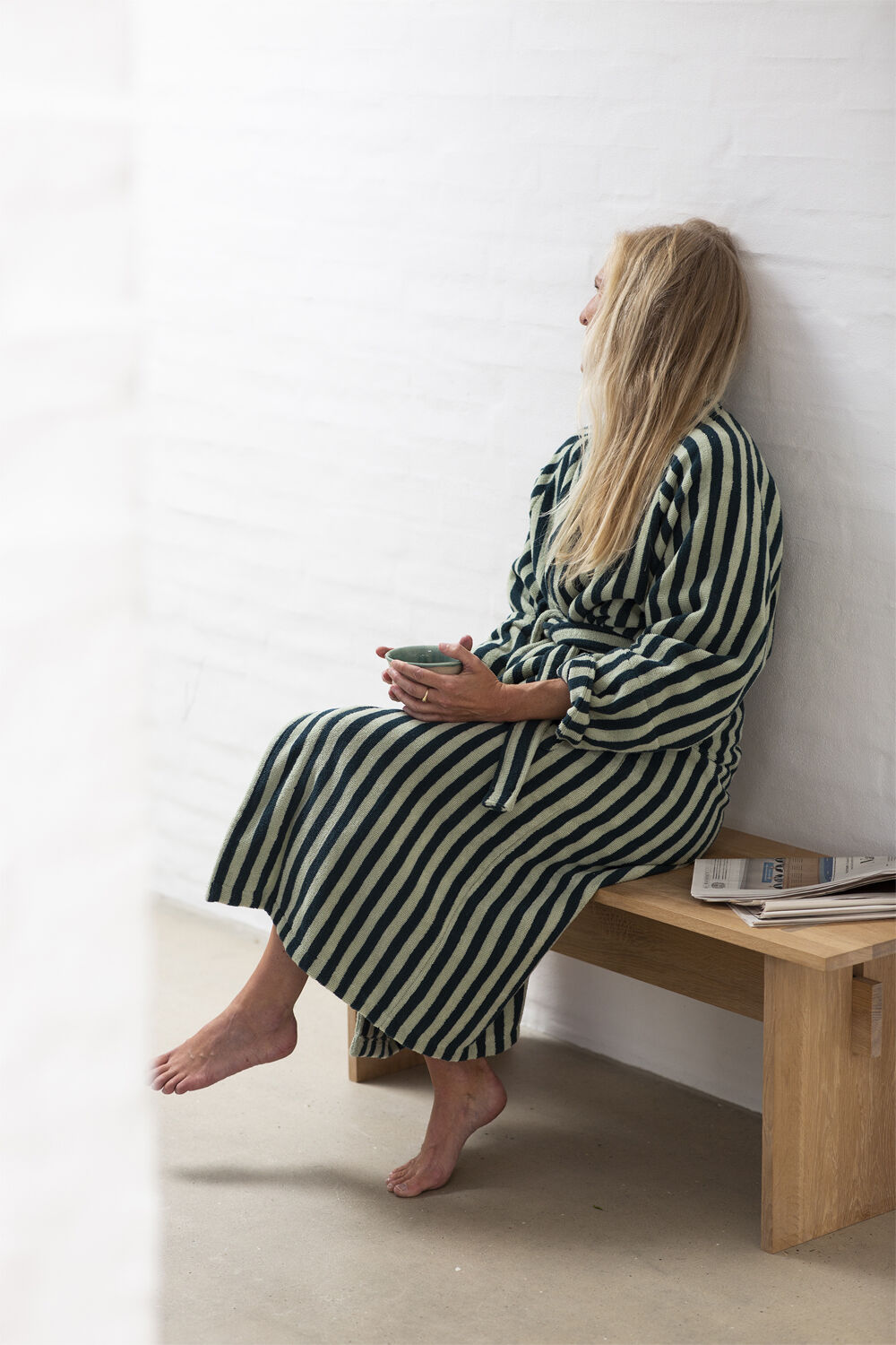 Naram Bathrobe - seafoam & deep teal