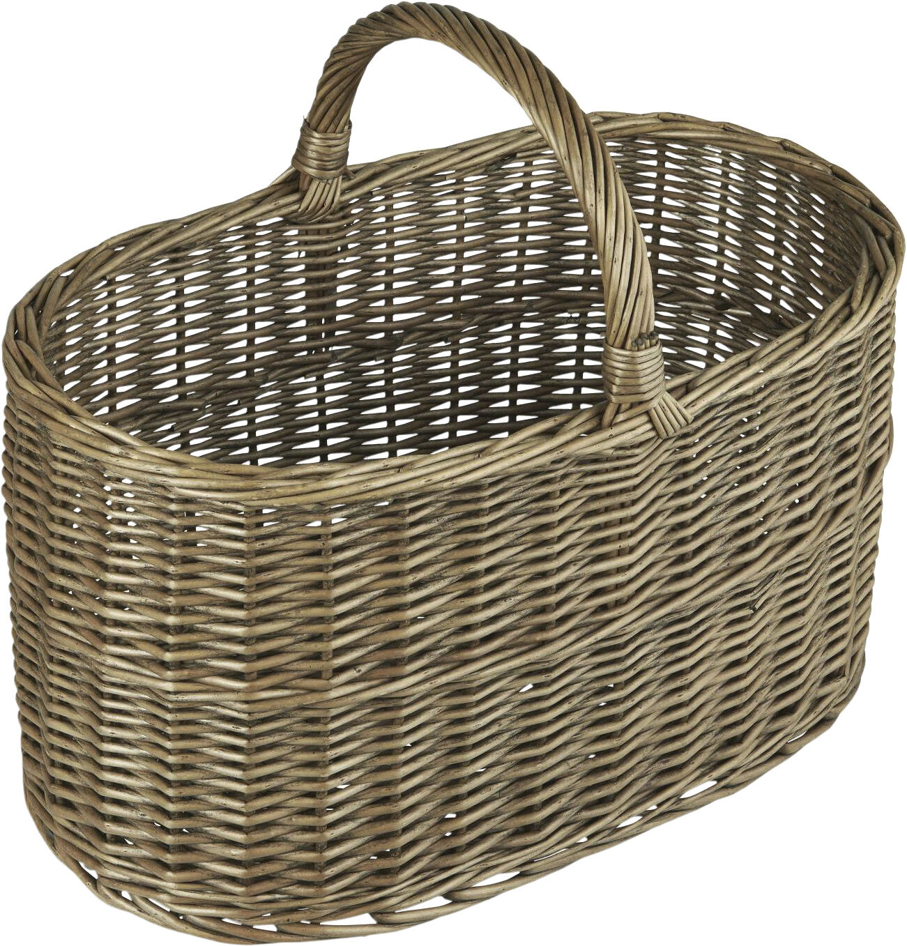 Kurv oval m/lige sider og hank p&aring; tv&aelig;rs