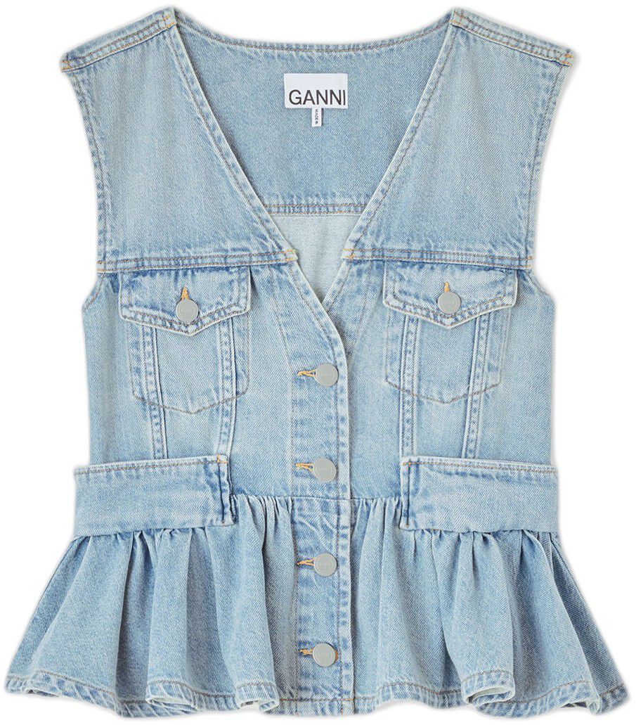 Lightweight Denim Peplum Vest